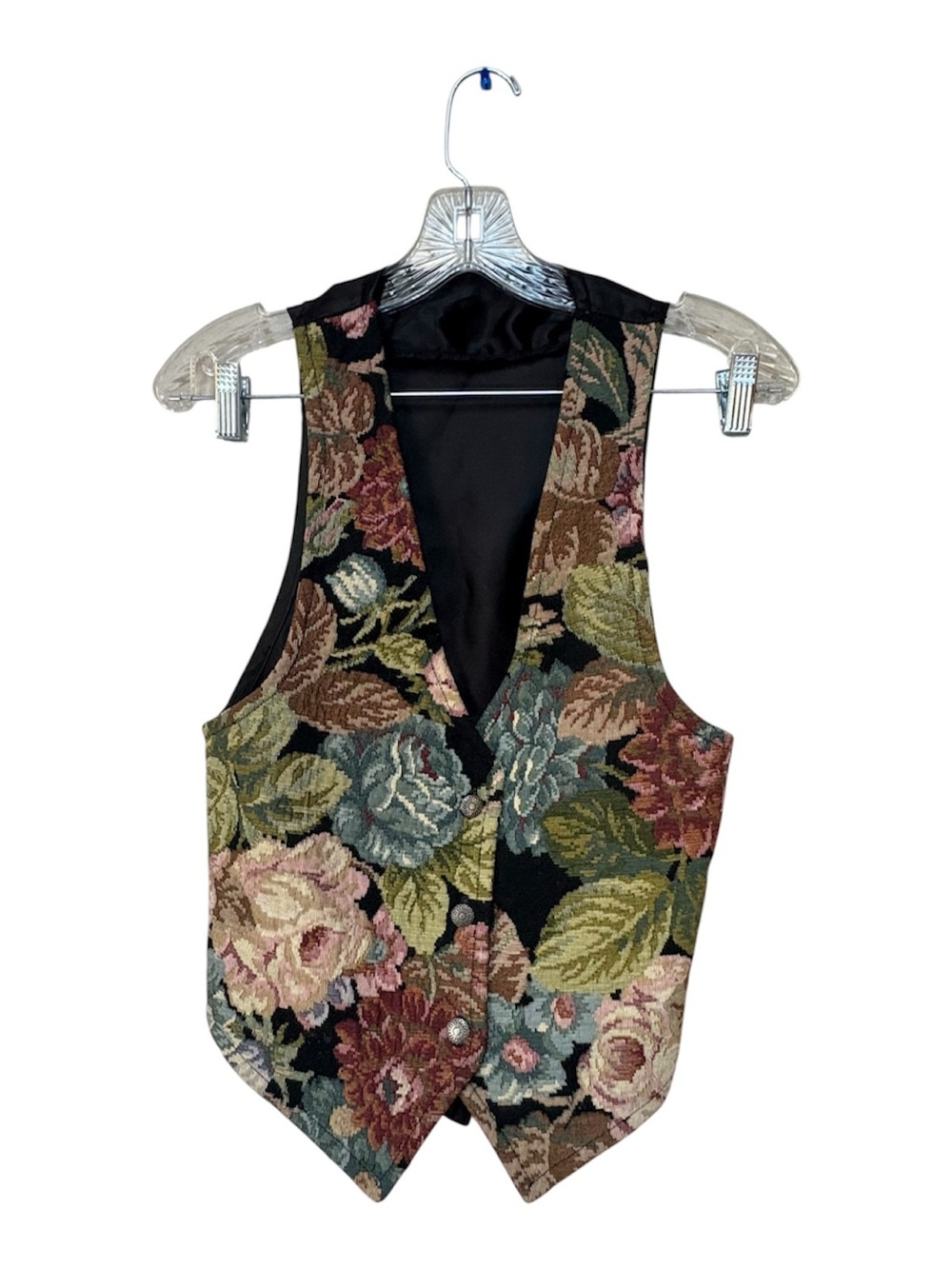 Vintage Handmade Floral Tapestry Vest Waistcoat Grandmacore Romantic